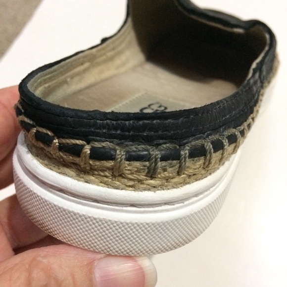 UGG Caleel Black Leather Espadrille Sneakers - Picture 8 of 15